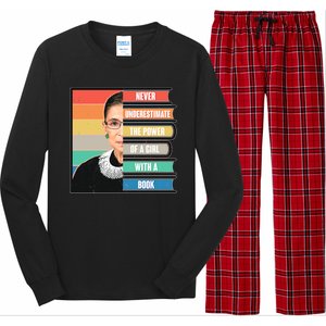 Never Underestimate A Girl With A Book RBG Tribute Long Sleeve Pajama Set