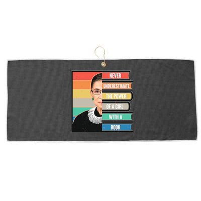 Never Underestimate A Girl With A Book RBG Tribute Large Microfiber Waffle Golf Towel