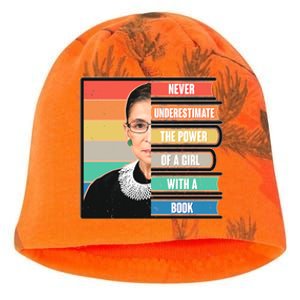 Never Underestimate A Girl With A Book RBG Tribute Kati - Camo Knit Beanie