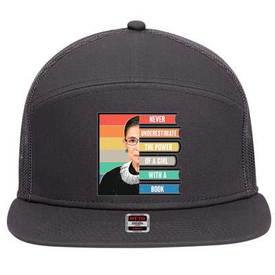 Never Underestimate A Girl With A Book RBG Tribute 7 Panel Mesh Trucker Snapback Hat