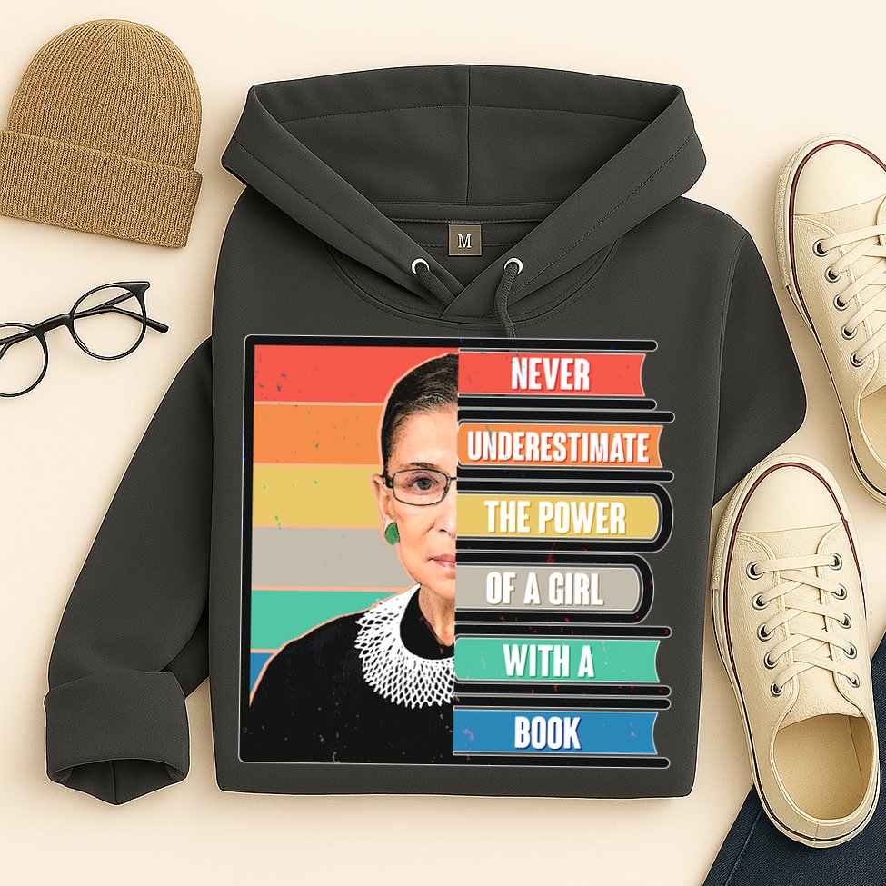 Never Underestimate A Girl With A Book RBG Tribute Hoodie