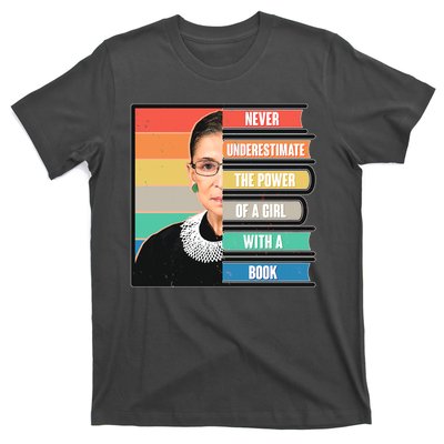 Never Underestimate A Girl With A Book RBG Tribute T-Shirt