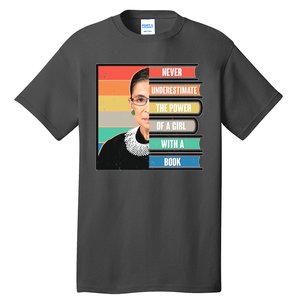 Never Underestimate A Girl With A Book RBG Tribute Tall T-Shirt