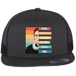 Never Underestimate A Girl With A Book RBG Tribute Flat Bill Trucker Hat