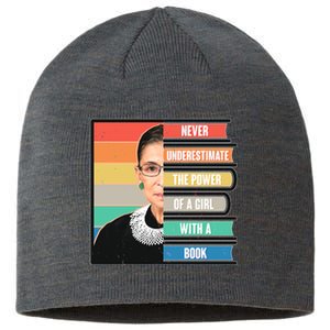 Never Underestimate A Girl With A Book RBG Tribute Sustainable Beanie