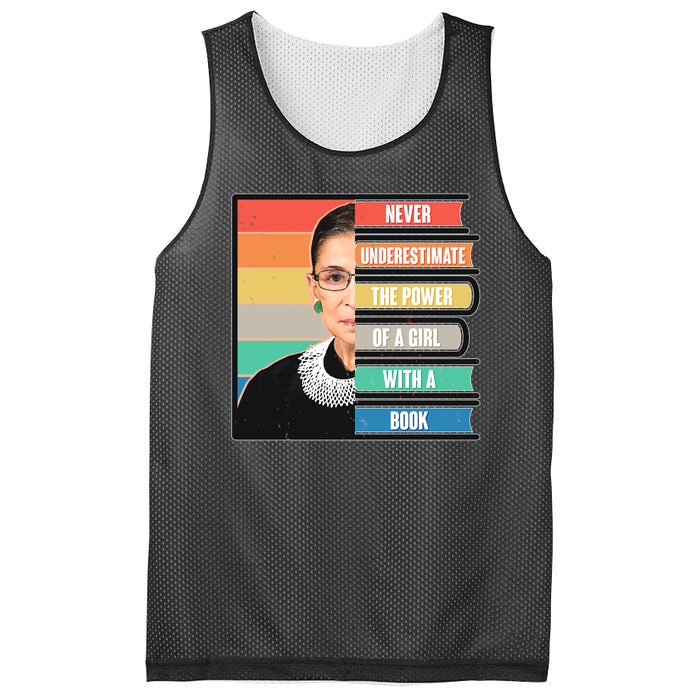 Never Underestimate A Girl With A Book RBG Tribute Mesh Reversible Basketball Jersey Tank