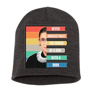 Never Underestimate A Girl With A Book RBG Tribute Short Acrylic Beanie