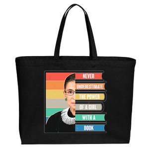 Never Underestimate A Girl With A Book RBG Tribute Cotton Canvas Jumbo Tote