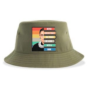 Never Underestimate A Girl With A Book RBG Tribute Sustainable Bucket Hat