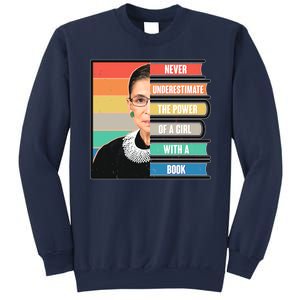 Never Underestimate A Girl With A Book RBG Tribute Sweatshirt