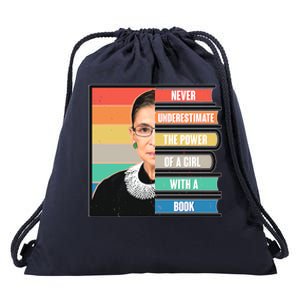 Never Underestimate A Girl With A Book RBG Tribute Drawstring Bag