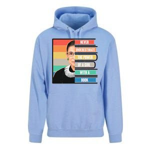 Never Underestimate A Girl With A Book RBG Tribute Unisex Surf Hoodie