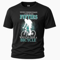 Never Underestimate A Man In His Fifties Who Can Ride A Bicycle Performance Shirt