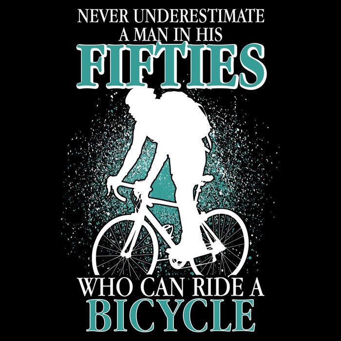 Never Underestimate A Man In His Fifties Who Can Ride A Bicycle Drawstring Bag