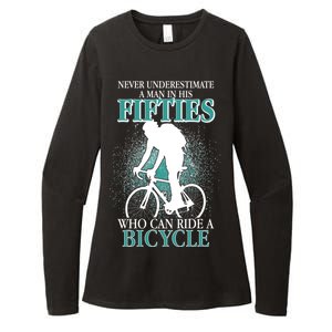 Never Underestimate A Man In His Fifties Who Can Ride A Bicycle Womens CVC Long Sleeve Shirt