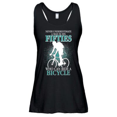Never Underestimate A Man In His Fifties Who Can Ride A Bicycle Ladies Essential Flowy Tank