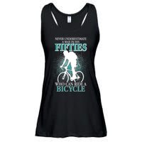 Never Underestimate A Man In His Fifties Who Can Ride A Bicycle Ladies Essential Flowy Tank