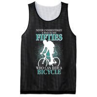 Never Underestimate A Man In His Fifties Who Can Ride A Bicycle Mesh Reversible Basketball Jersey Tank