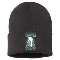 Never Underestimate A Man In His Fifties Who Can Ride A Bicycle Sustainable Knit Beanie