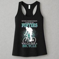 Never Underestimate A Man In His Fifties Who Can Ride A Bicycle Womens Tank Top