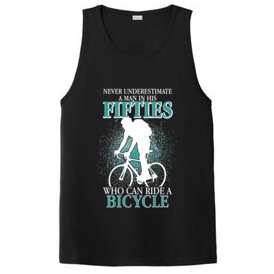 Never Underestimate A Man In His Fifties Who Can Ride A Bicycle PosiCharge Competitor Tank