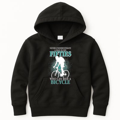Never Underestimate A Man In His Fifties Who Can Ride A Bicycle Kids Hoodie