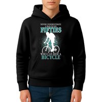 Never Underestimate A Man In His Fifties Who Can Ride A Bicycle Kids Hoodie