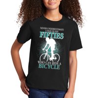 Never Underestimate A Man In His Fifties Who Can Ride A Bicycle Kids T-Shirt