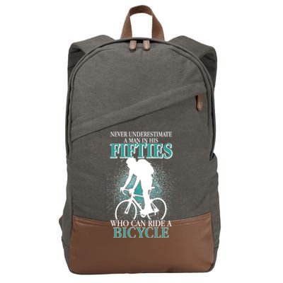 Never Underestimate A Man In His Fifties Who Can Ride A Bicycle Cotton Canvas Backpack