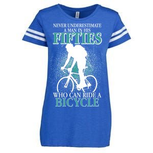 Never Underestimate A Man In His Fifties Who Can Ride A Bicycle Enza Ladies Jersey Football T-Shirt