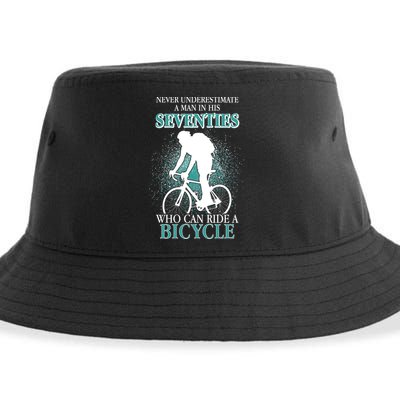 Never Underestimate A Man In His Seventies Who Can Ride A Bicycle Sustainable Bucket Hat