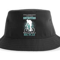 Never Underestimate A Man In His Seventies Who Can Ride A Bicycle Sustainable Bucket Hat