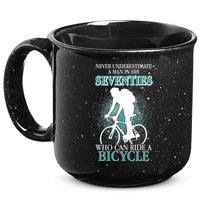 Never Underestimate A Man In His Seventies Who Can Ride A Bicycle 15oz Campfire Ceramic Mug