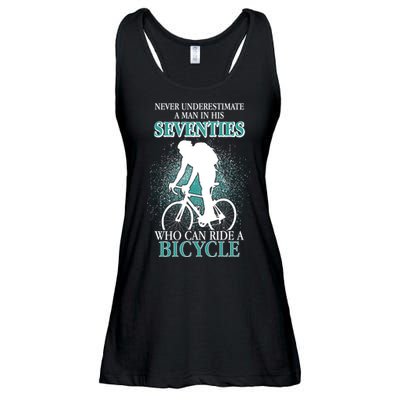 Never Underestimate A Man In His Seventies Who Can Ride A Bicycle Ladies Essential Flowy Tank