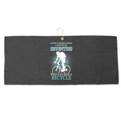 Never Underestimate A Man In His Seventies Who Can Ride A Bicycle Large Microfiber Waffle Golf Towel