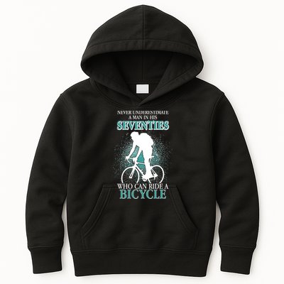 Never Underestimate A Man In His Seventies Who Can Ride A Bicycle Kids Hoodie