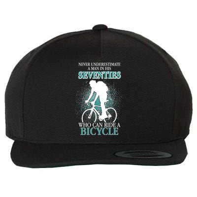 Never Underestimate A Man In His Seventies Who Can Ride A Bicycle Wool Snapback Cap