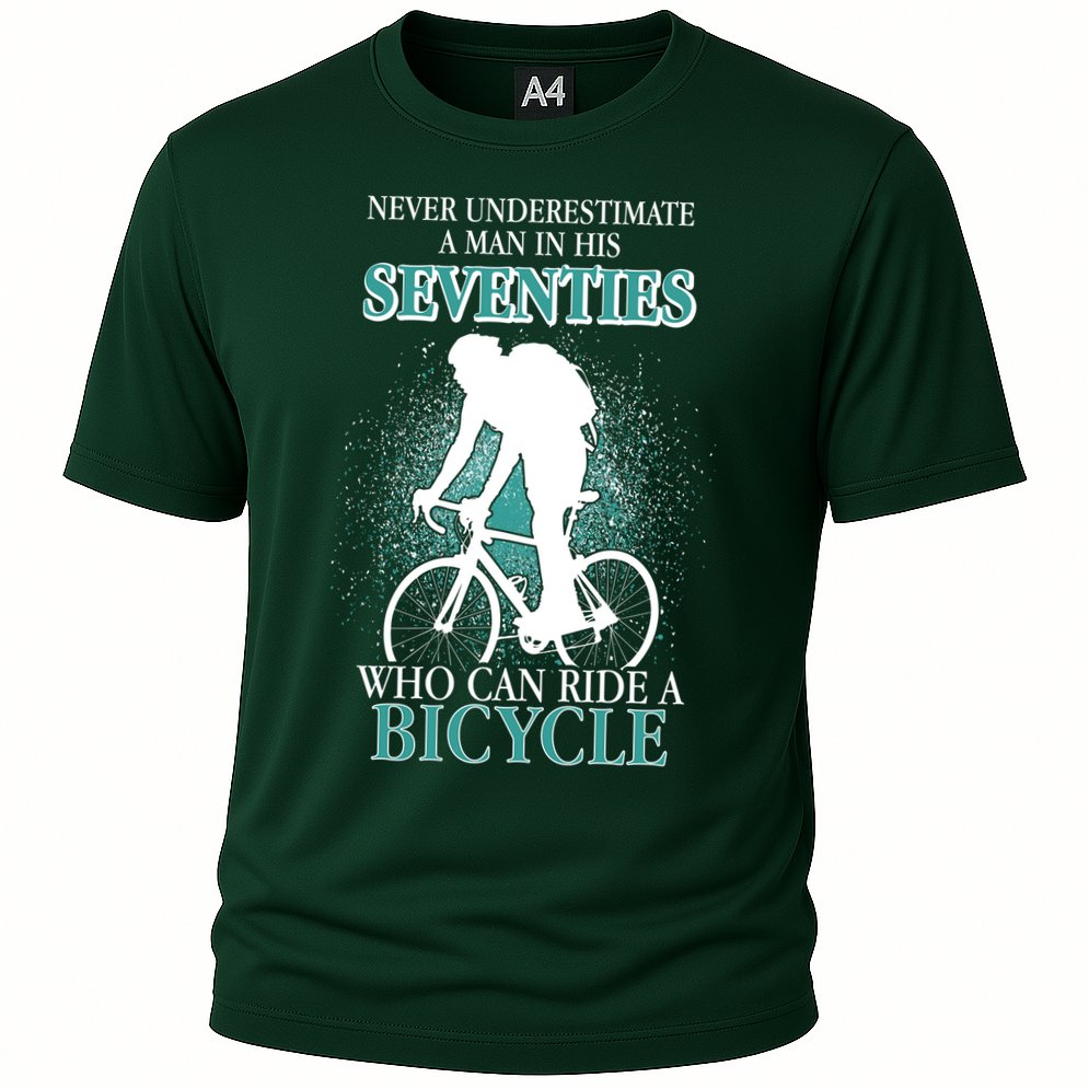 Never Underestimate A Man In His Seventies Who Can Ride A Bicycle Performance Shirt