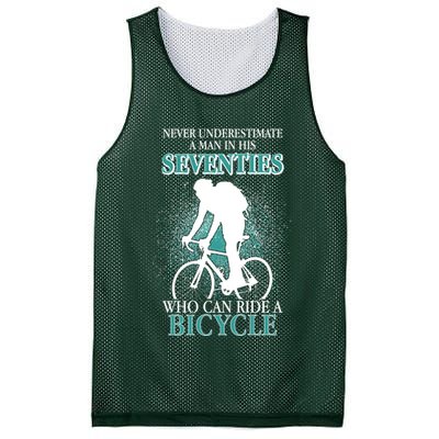 Never Underestimate A Man In His Seventies Who Can Ride A Bicycle Mesh Reversible Basketball Jersey Tank