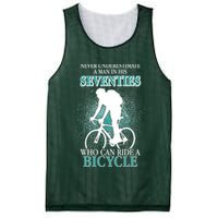 Never Underestimate A Man In His Seventies Who Can Ride A Bicycle Mesh Reversible Basketball Jersey Tank