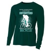 Never Underestimate A Man In His Seventies Who Can Ride A Bicycle Cooling Performance Long Sleeve Crew