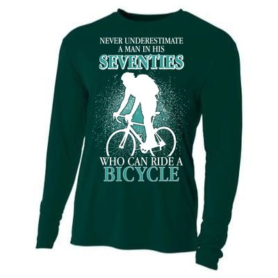 Never Underestimate A Man In His Seventies Who Can Ride A Bicycle Cooling Performance Long Sleeve Crew