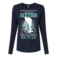 Never Underestimate A Man In His Sixties Who Can Ride A Bicycle Womens Cotton Relaxed Long Sleeve T-Shirt