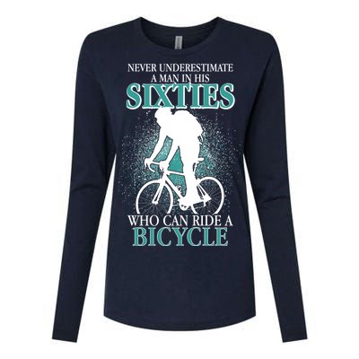 Never Underestimate A Man In His Sixties Who Can Ride A Bicycle Womens Cotton Relaxed Long Sleeve T-Shirt