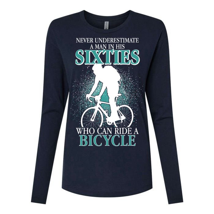 Never Underestimate A Man In His Sixties Who Can Ride A Bicycle Womens Cotton Relaxed Long Sleeve T-Shirt