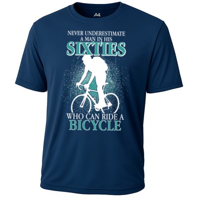 Never Underestimate A Man In His Sixties Who Can Ride A Bicycle Performance Shirt