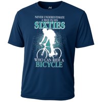 Never Underestimate A Man In His Sixties Who Can Ride A Bicycle Performance Shirt