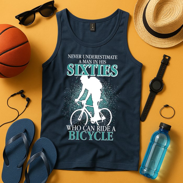 Never Underestimate A Man In His Sixties Who Can Ride A Bicycle Tank Top