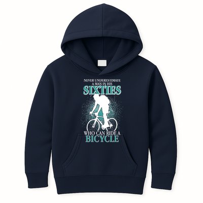 Never Underestimate A Man In His Sixties Who Can Ride A Bicycle Kids Hoodie