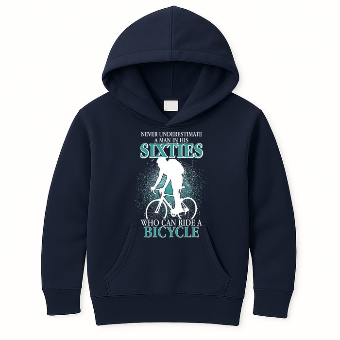 Never Underestimate A Man In His Sixties Who Can Ride A Bicycle Kids Hoodie